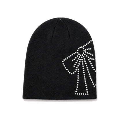 Kate Spade New York Trompe L'oeil Bow Beanie In Black