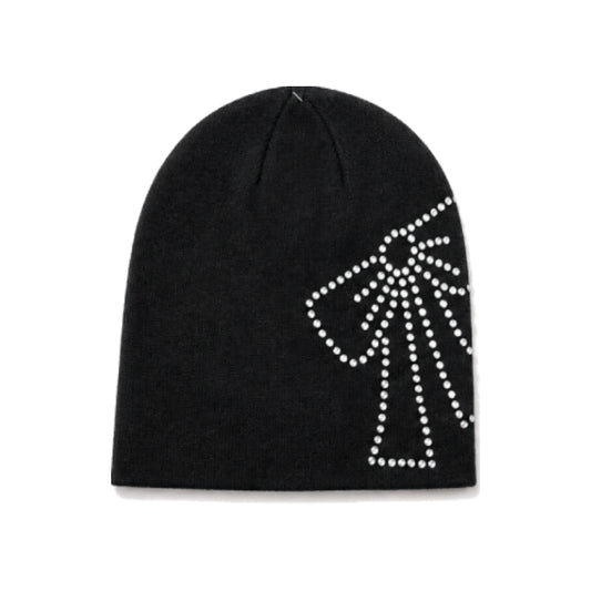 Kate Spade New York Trompe L'oeil Bow Beanie In Black