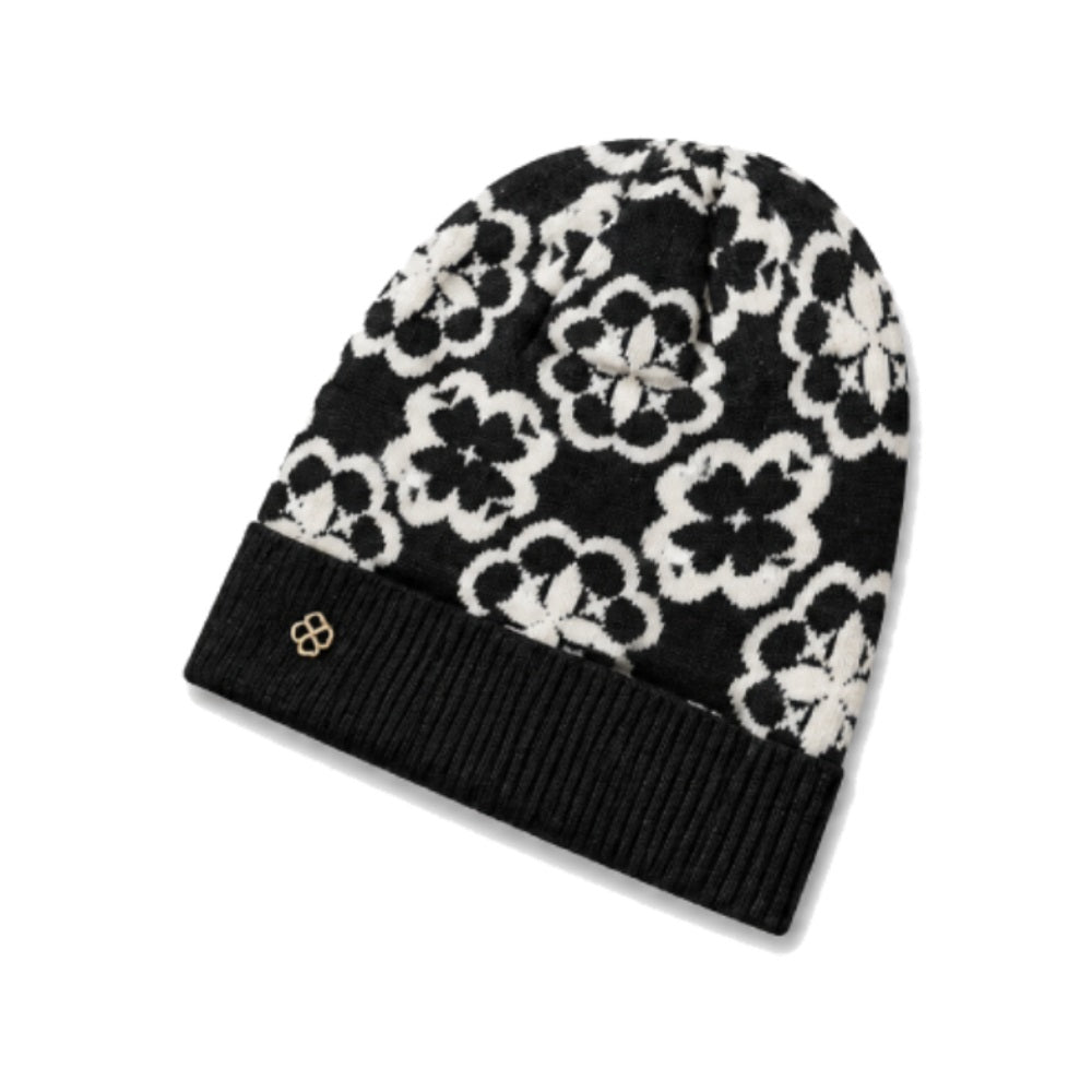 Kate Spade New York Arabesque Knit Beanie In Black And White