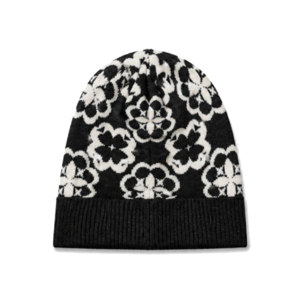 Kate Spade New York Arabesque Knit Beanie In Black And White