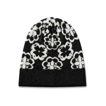 Kate Spade New York Arabesque Knit Beanie In Black And White