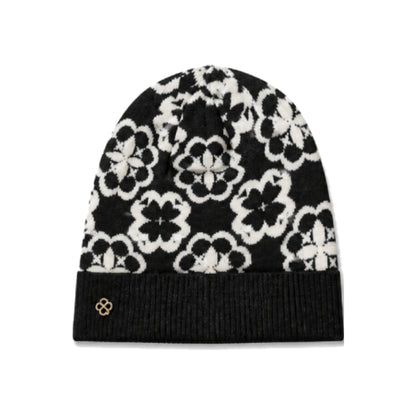 Kate Spade New York Arabesque Knit Beanie In Black And White