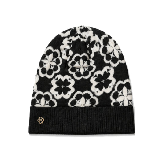 Kate Spade New York Arabesque Knit Beanie In Black And White