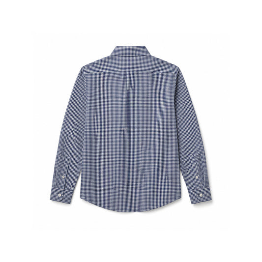 Beverly Hills Polo Club Navy Blue Gingham Long-Sleeve Shirt