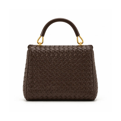 JW PEI Lucia Classic Top Handle Woven Bag In Dark Brown