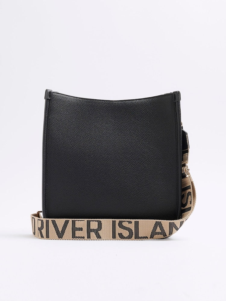 River Island Black Logo Messenger Cross-Body Bag