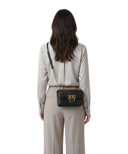 Pinko Love One Mini Shoulder bag fine grain leather nero/antique gold
