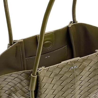 JW PEI Nala Wide Weave Texture Tote Bag in Olive Green