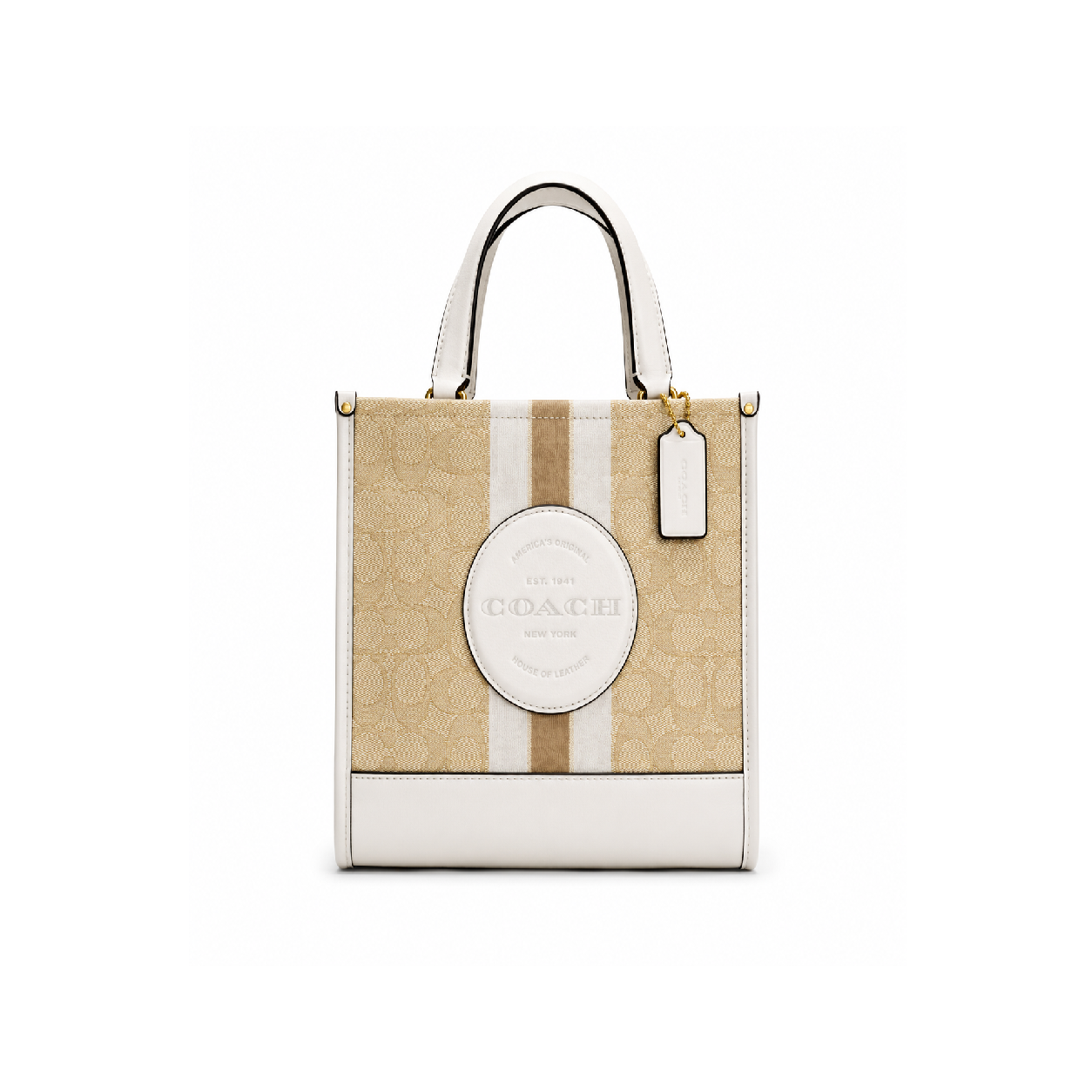 Coach Dempsey Tote 22 in Signature Canvas Light Khaki/Chalk