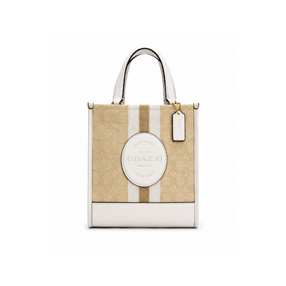 Coach Dempsey Tote 22 in Signature Canvas Light Khaki/Chalk