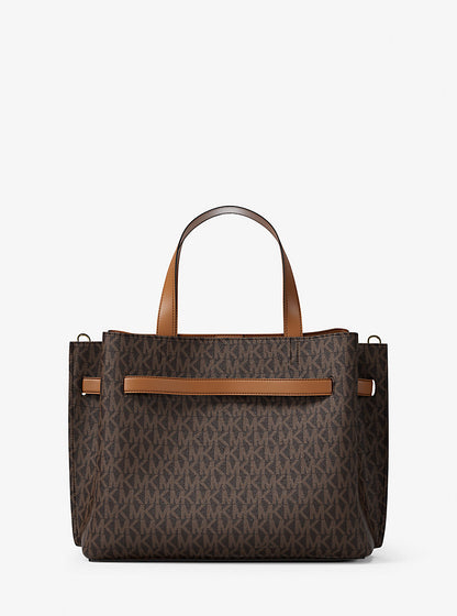 MICHAEL MICHAEL KORS
Emilia medium Signature Logo Satchel in dark brown