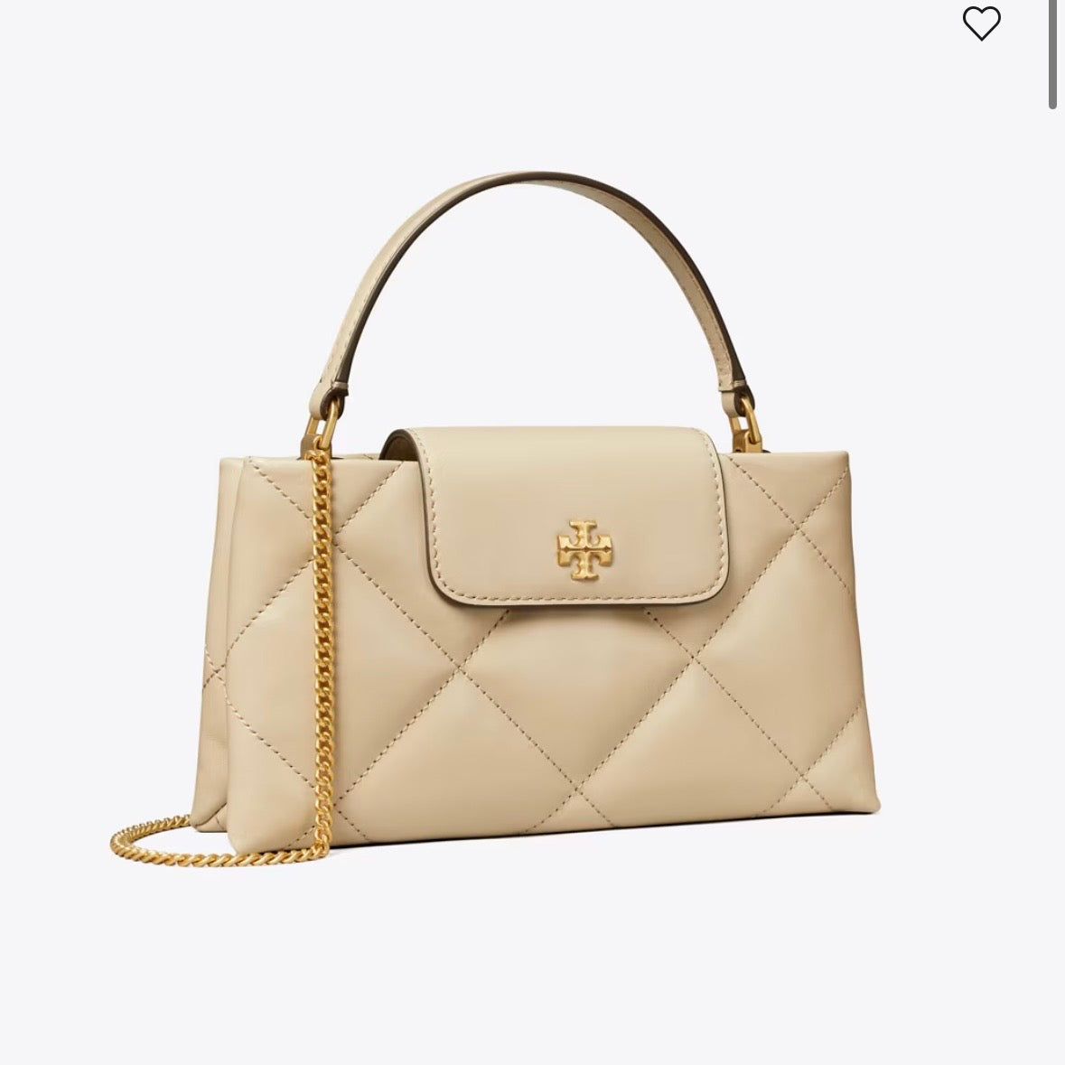 TORY BURCH KIRA DIAMOND QUILT TOP-HANDLE BAG IN LIGHT STONE