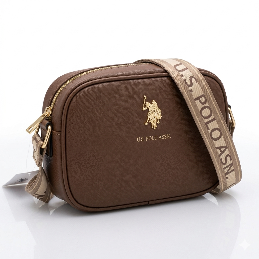 US Polo ASSN Classic Zip Crossbody Bag in brown