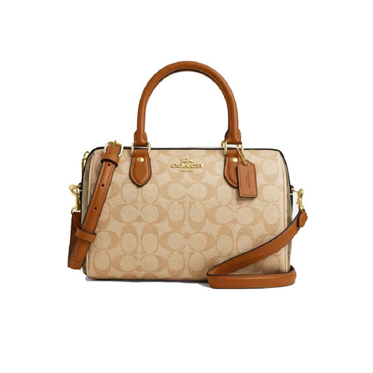 Coach Mini Rowan Crossbody Bag in Light Khaki/Saddle Brown