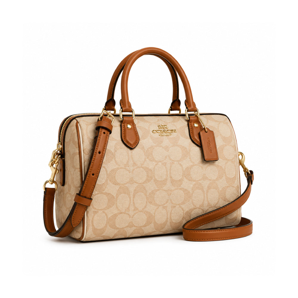 Coach Mini Rowan Crossbody Bag in Light Khaki/Saddle Brown
