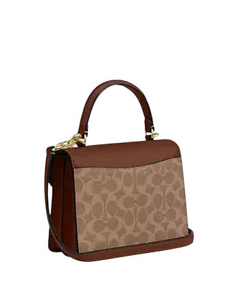 COACH Courtney Top Handle Bag In Signature Canvas in light broqn