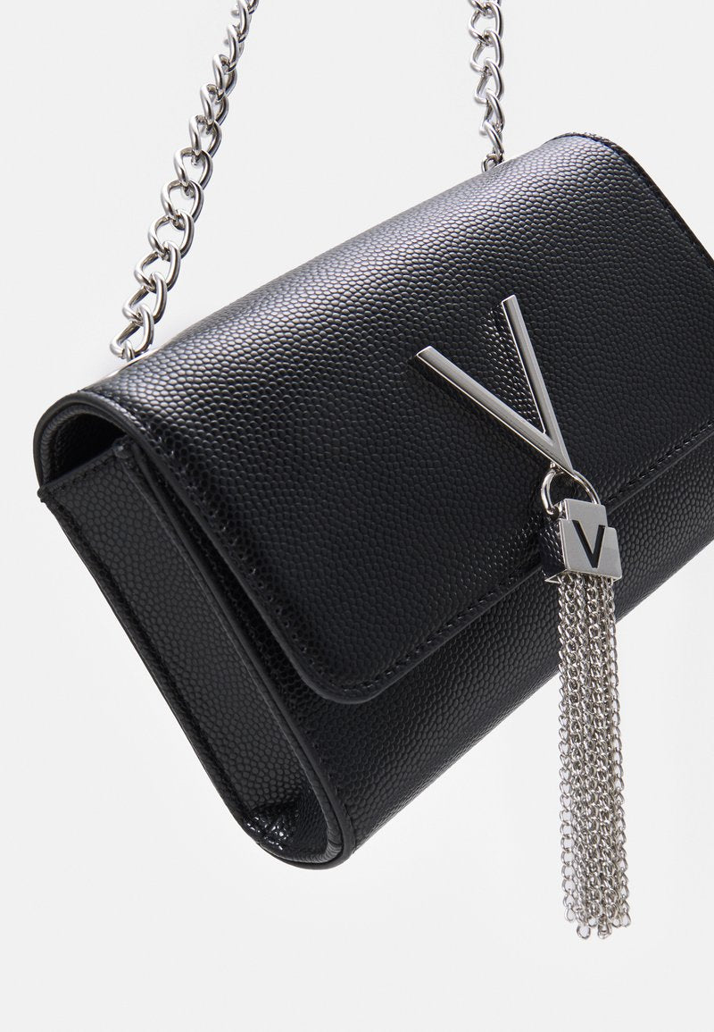 Valentino Silver Divina Cross-Body Chain Tassel Bag