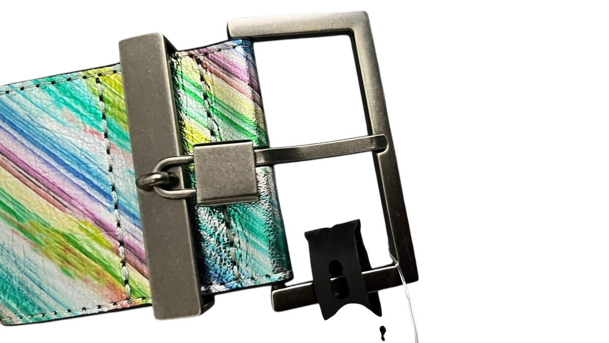 KURT GEIGER LONDON LEATHER BELT BUCKLE CLOSURE MULTI METALLIC ARCOBALEN