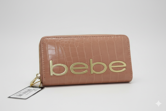 Bebe large pink croc leather wallet