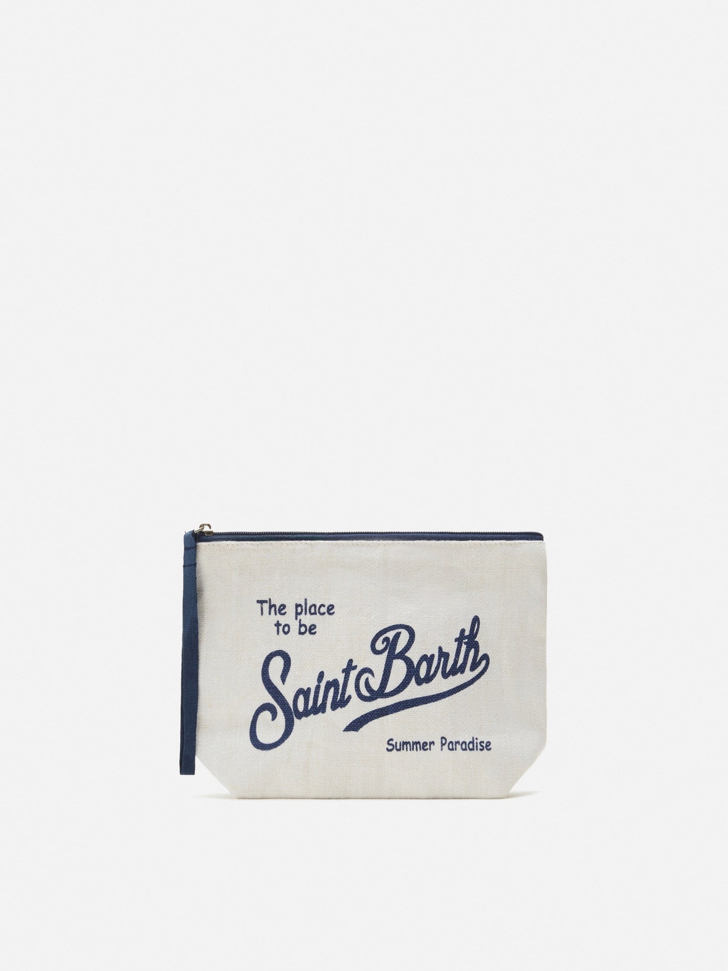 MC2 SAINT BARTH ALINE WHITE SOLID COLOR LINEN POUCH
