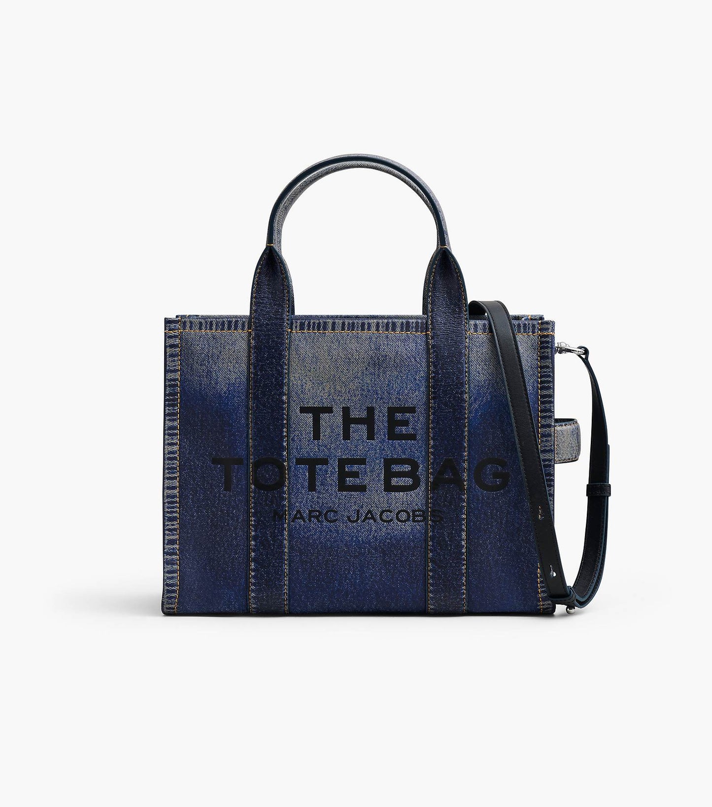 THE DENIM-PRINTED LEATHER MEDIUM TOTE BAG MARC JACOBS