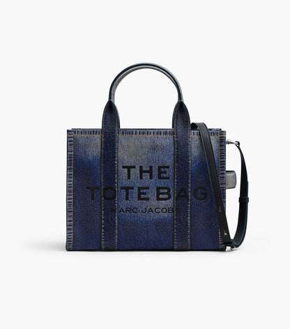 THE DENIM-PRINTED LEATHER MEDIUM TOTE BAG MARC JACOBS