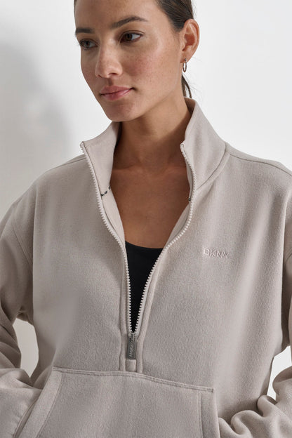 DKNY HALF ZIP FLEECE PULLOVER LARGE