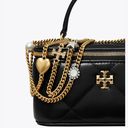 TORY BURCH KIRA CHARM DIAMOND QUILT VANITY CASE