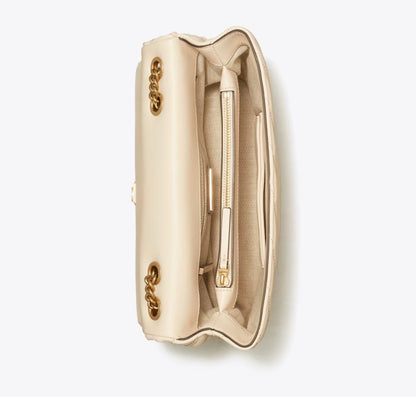 TORY BURCH KIRA CHEVRON CONVERTIBLE SHOULDER BAG IN NEW CREAM