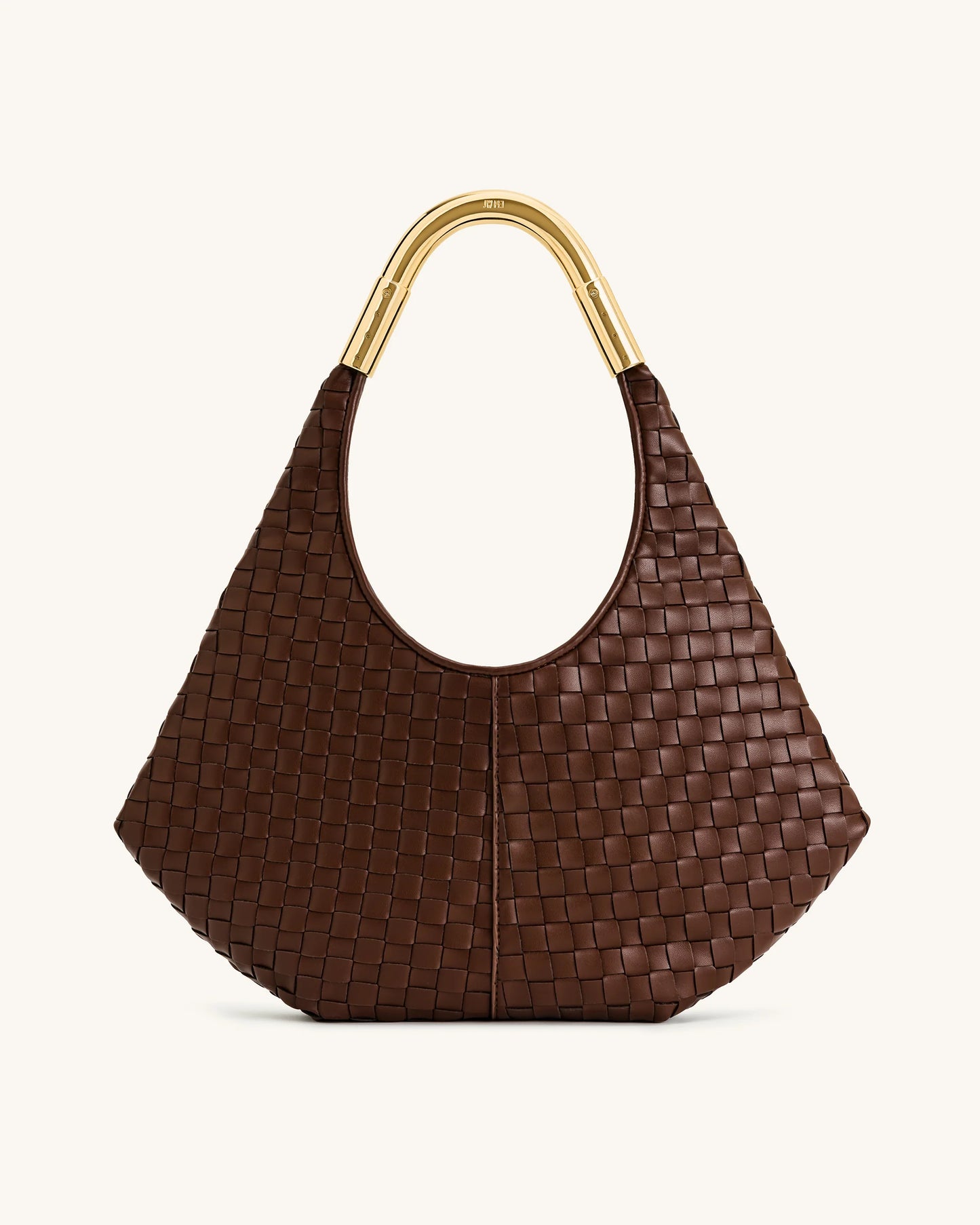 JW Olivia Hand-Woven Metal Handle Hobo Bag - Brown