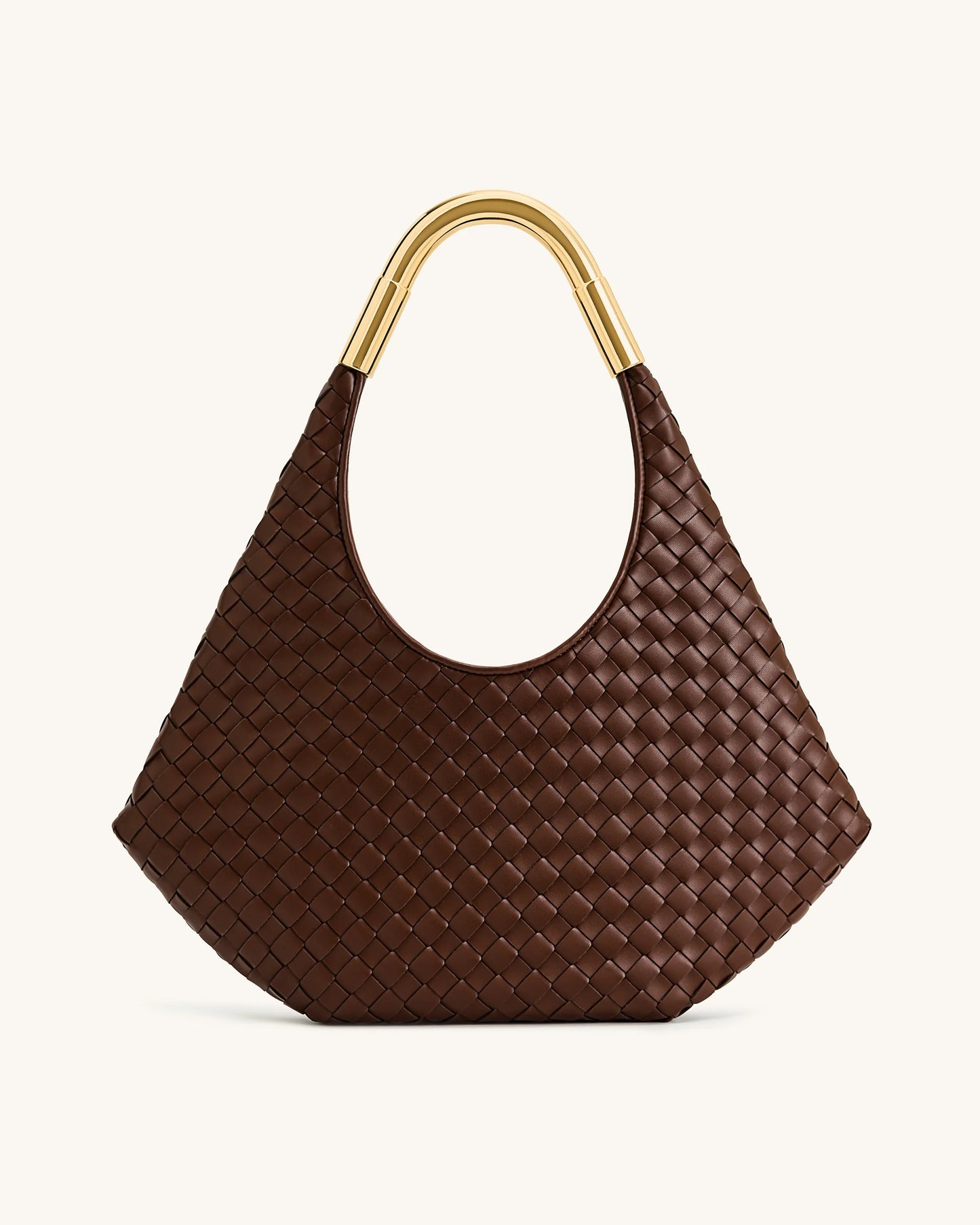 JW Olivia Hand-Woven Metal Handle Hobo Bag - Brown