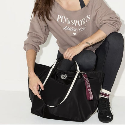 Victoria's Secret Pink Embroidered Logo Double Strap Tote