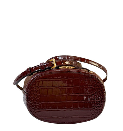 MICHAEL KORS REED BUCKET MESSENGER LEATHER BAG EXOTIC OXBLOOD