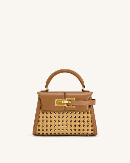 JW PEI Elise Faux Bamboo Woven Top Handle Bag