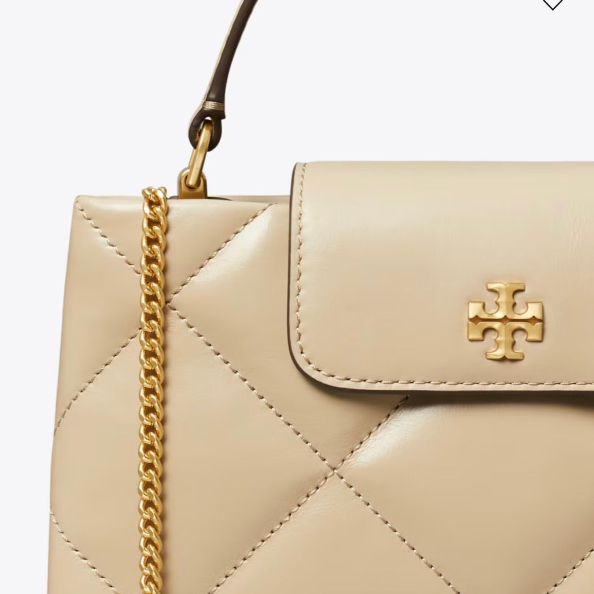 TORY BURCH KIRA DIAMOND QUILT TOP-HANDLE BAG IN LIGHT STONE