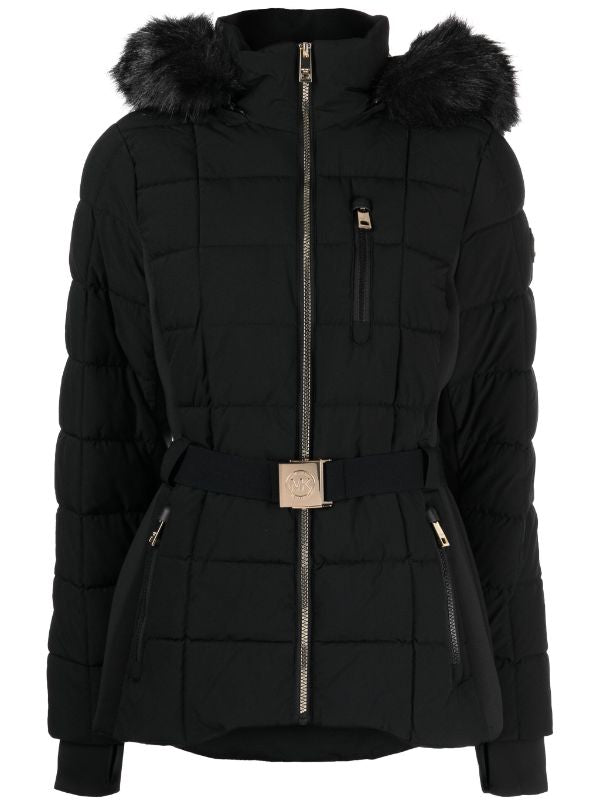 Michael Kors Faux Fur Stand Collar Hooded Puffer Jacket medium size
