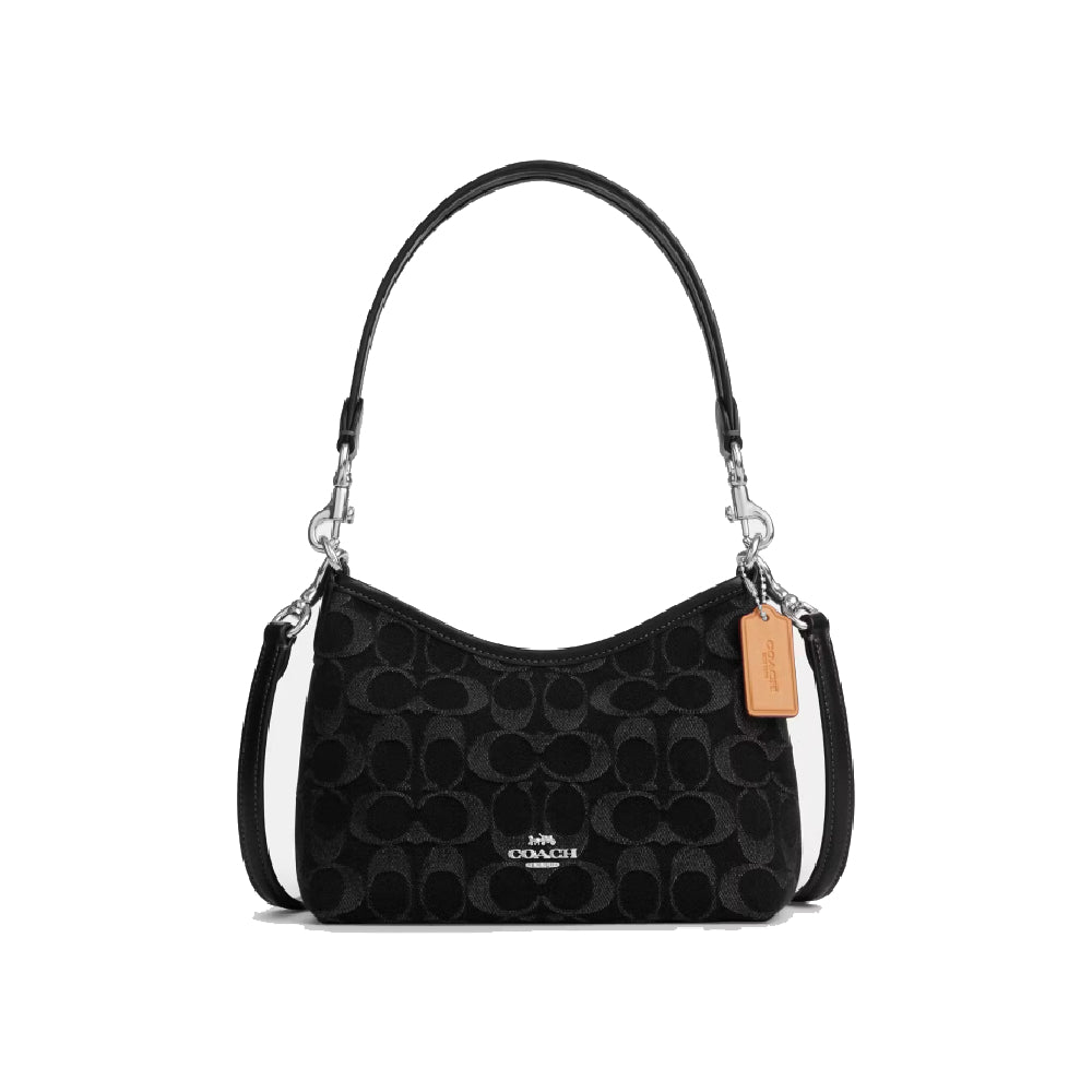 Coach Laurel Small Shoulder Bag in Black Signature Jacquard