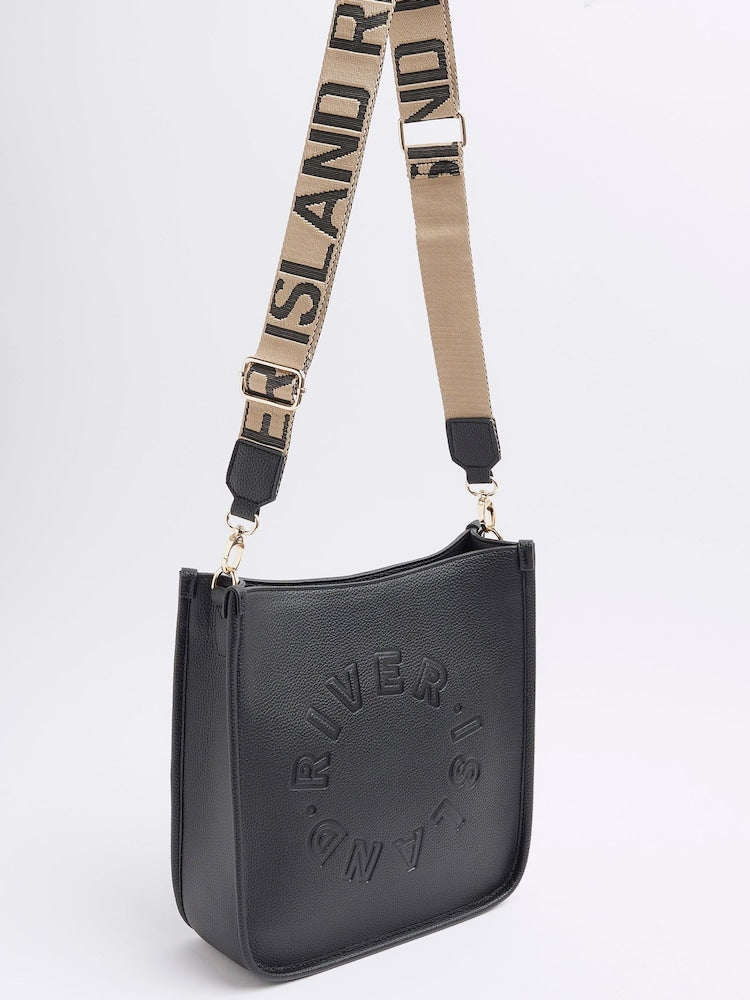 River Island Black Logo Messenger Cross-Body Bag