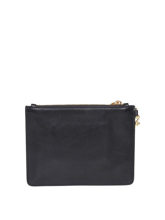 MOSCHINO Leather clutch with lettering logo