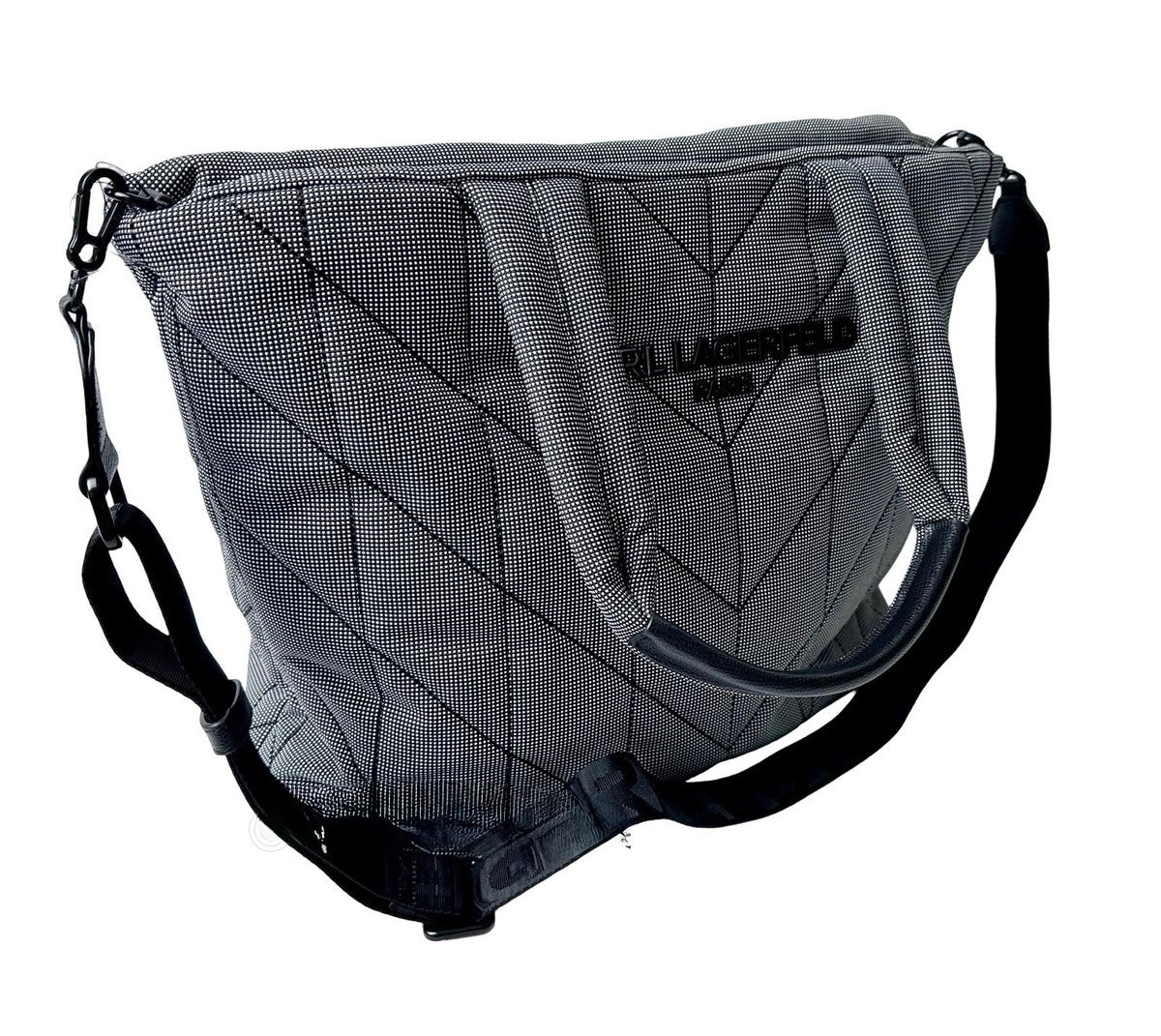 Karl Lagerfeld Paris Voyage Quilted Black & White Large Tote Bag