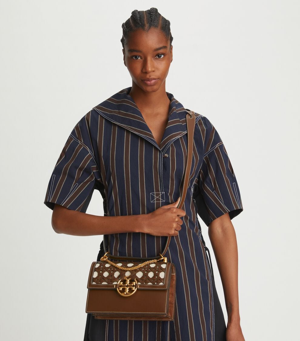 TORY BURCH MILLER BASKETWEAVE SMALL SHOULDER BAG
