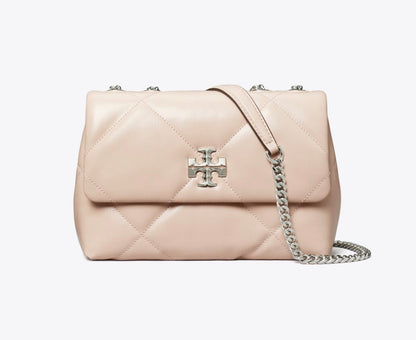 TORY BURCH KIRA DIAMOND QUILT CONVERTIBLE SHOULDER BAG IN SOFT PINK