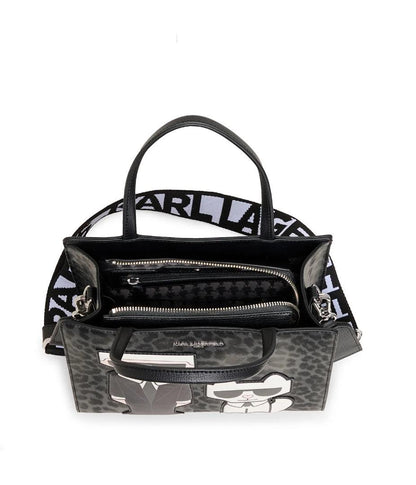 Karl Lagerfeld Paris Maybelle Satchel In Black/grey Leopard