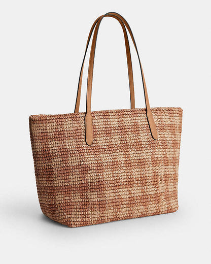 Coach City Tote Bag With Gingham Print