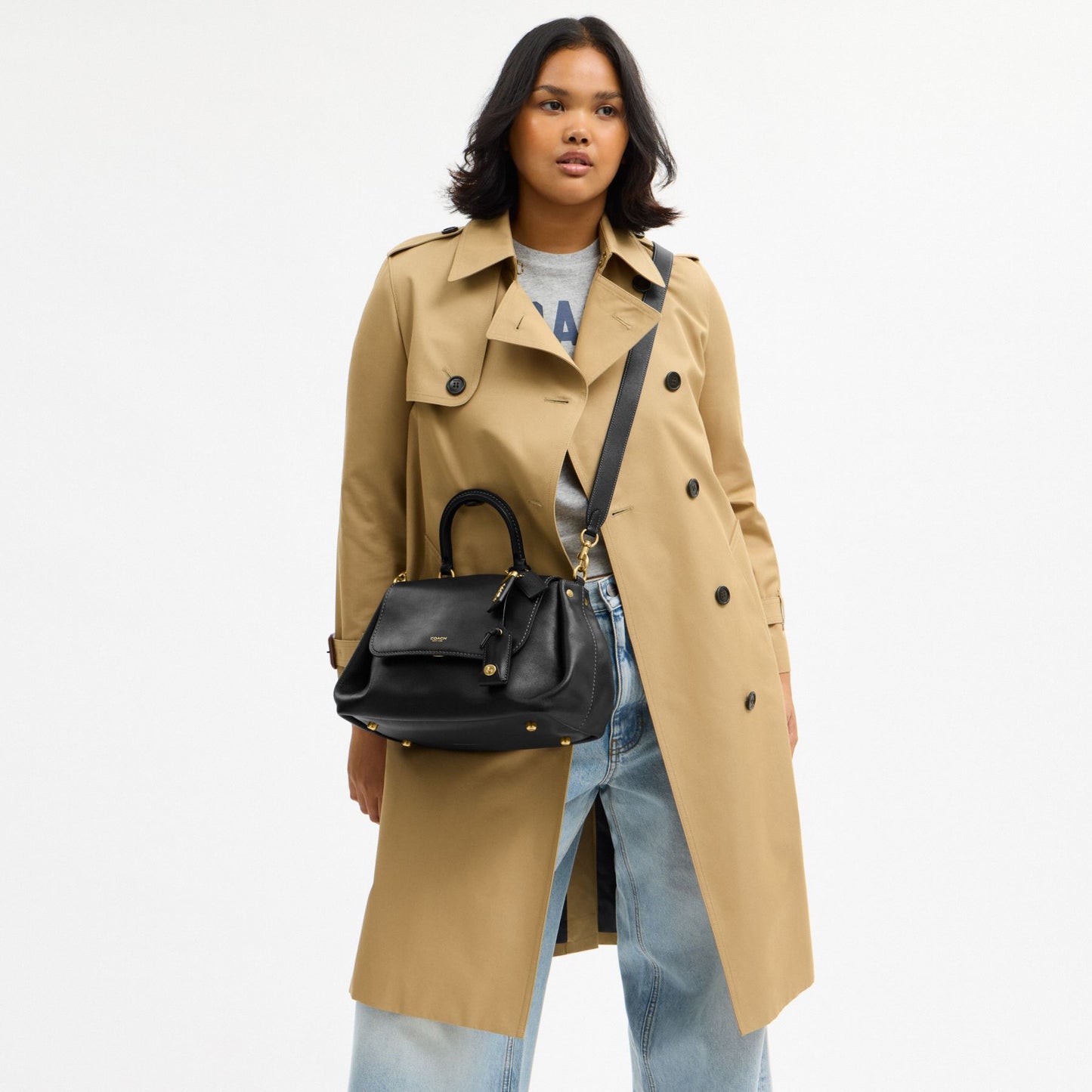 COACH SLOUCHY ROGUE TOP HANDLE BAG IN BLACK