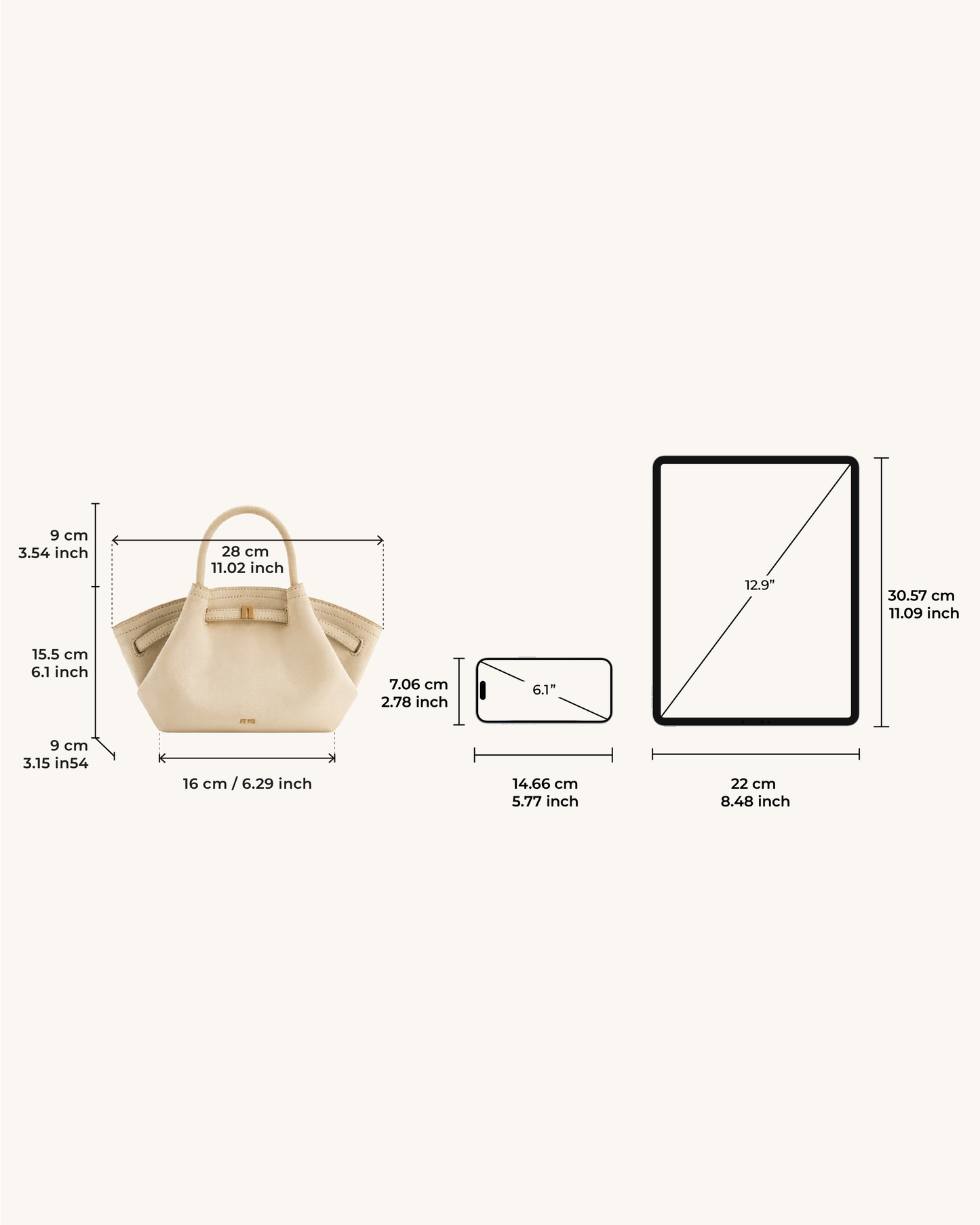 JW PEI
Hana Mini Faux Suede Tote Bag - off white
