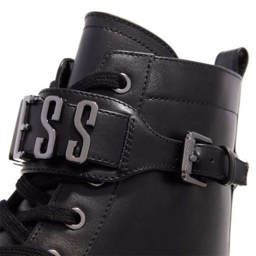 Guess Women's Vaires Lug Sole Cuff Lace Up Logo Plated Combat Booties 9M