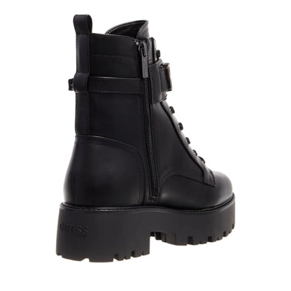 Guess Women's Vaires Lug Sole Cuff Lace Up Logo Plated Combat Booties 9M
