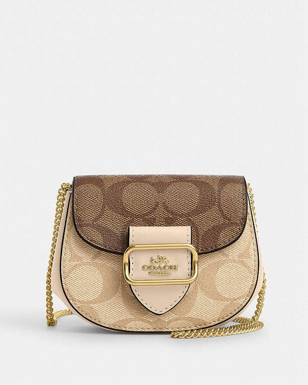 Coach Morgan Mini Card Case On A Chain In Signature Canvas