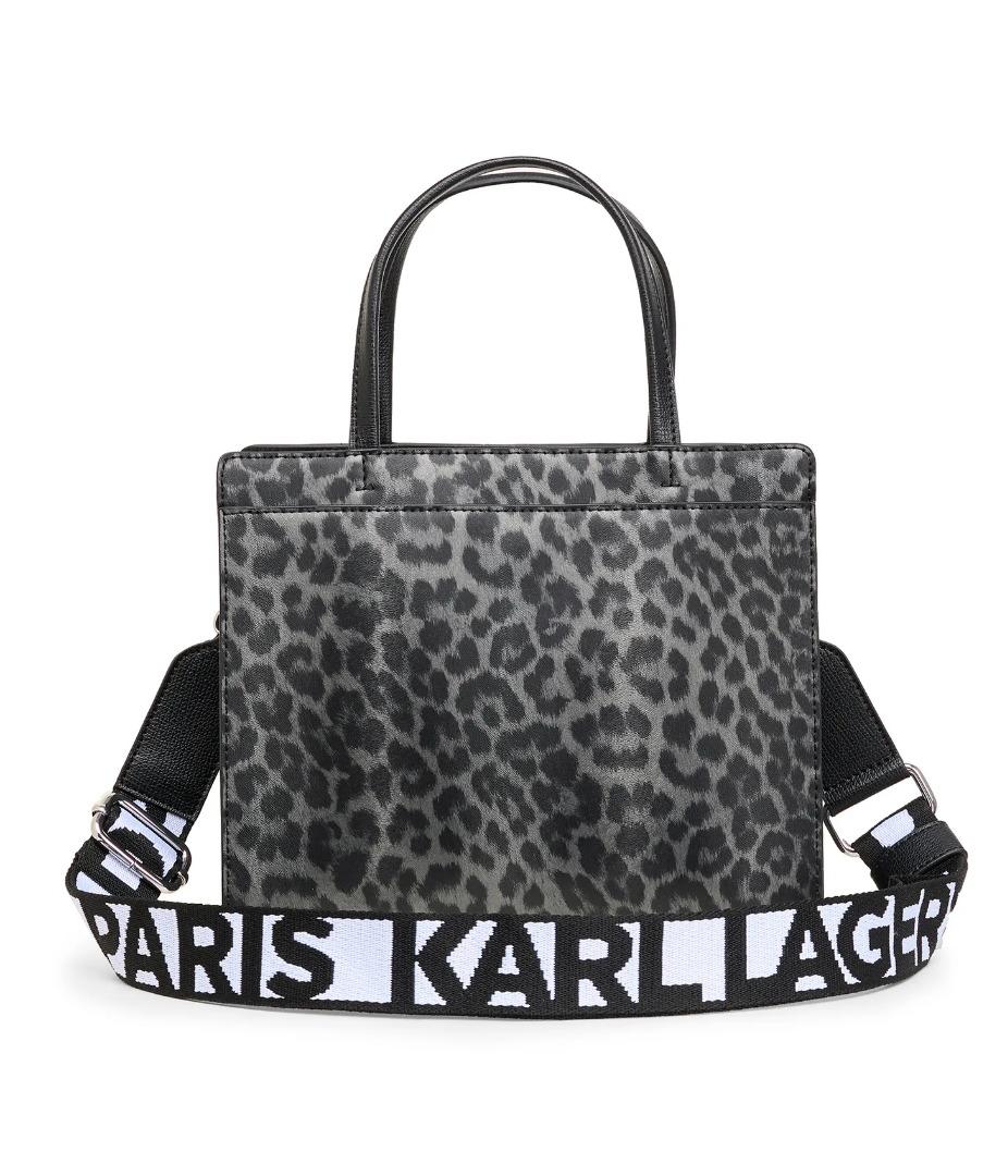 Karl Lagerfeld Paris Maybelle Satchel In Black/grey Leopard
